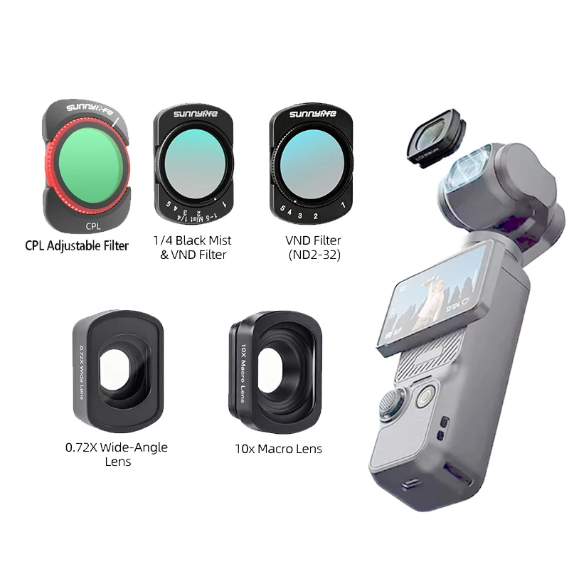 Für DJI Osmo Pocket 4 3 Magnetischer Filter ND Black Mist Weitwinkel Makro-Objektiv Optisches Glas Gimbal-Kamera-Zubehör
