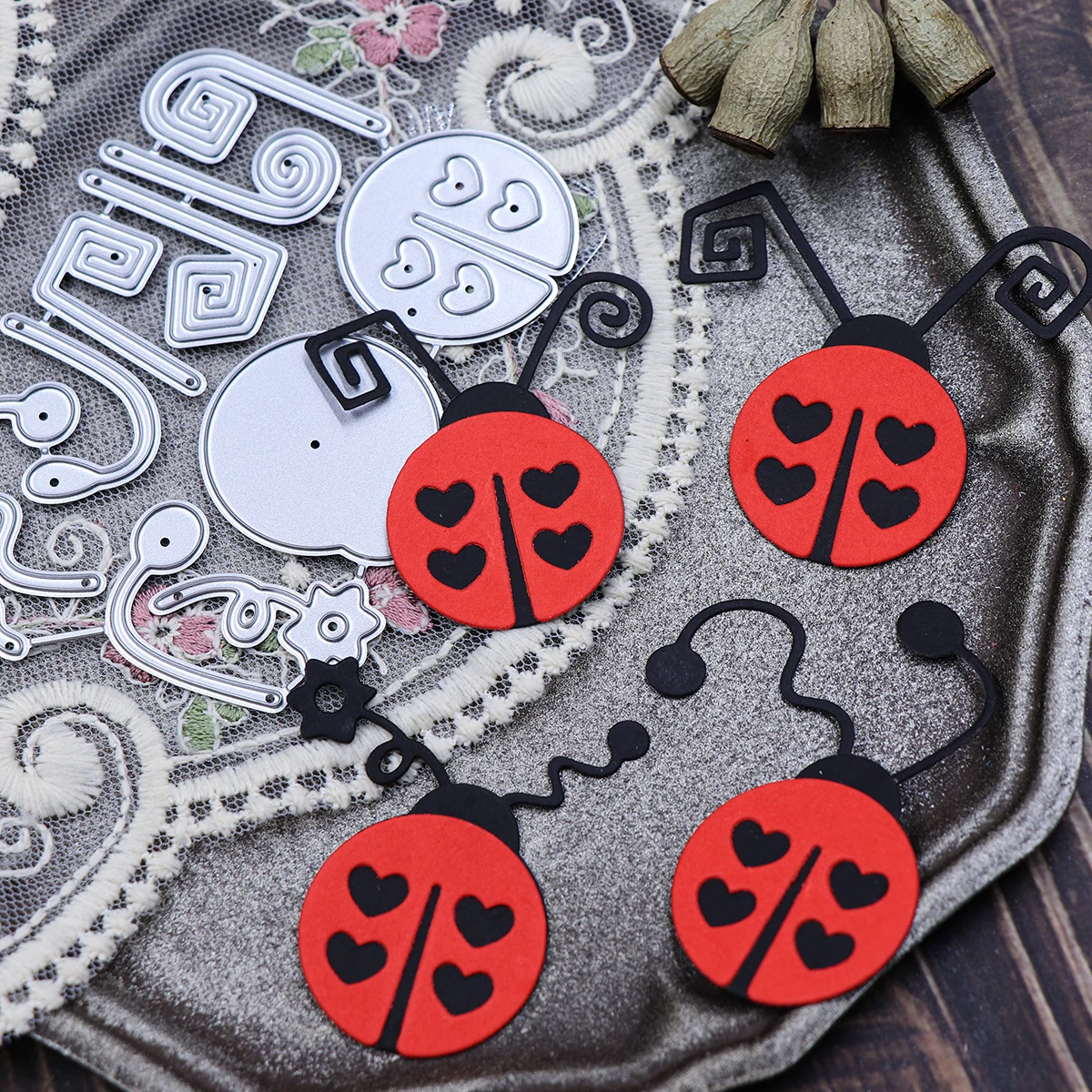 Nuevo diseño de mariquitas de siete manchas y varias antenas, troqueles de corte de Metal para hacer tarjetas, álbum de recortes adecuado para tarjetas