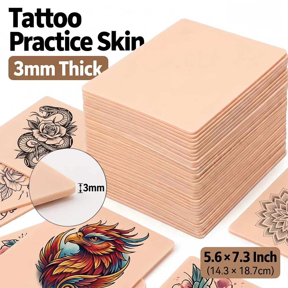 3mm Tattoo Practice Skin Double-Sided Silicone Fake Skins Individual Pack Tattoo Training Skin for Needle Control Tattoo Supply