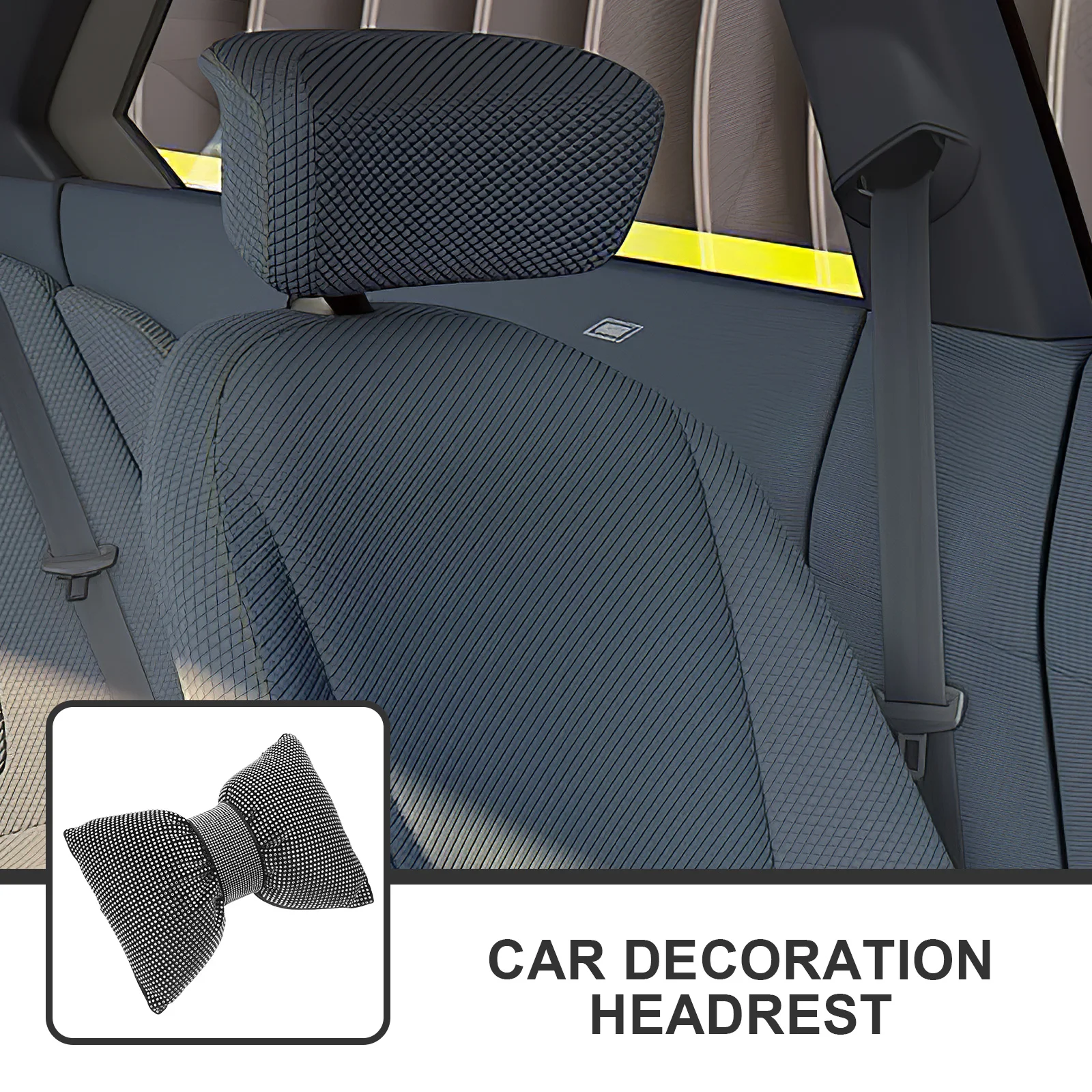 

2Pcs Rhinestone Car Neck Pillows Bow Decorative Neck Support Cushion Vehicle Headrest for Women Car Headrest Cushion