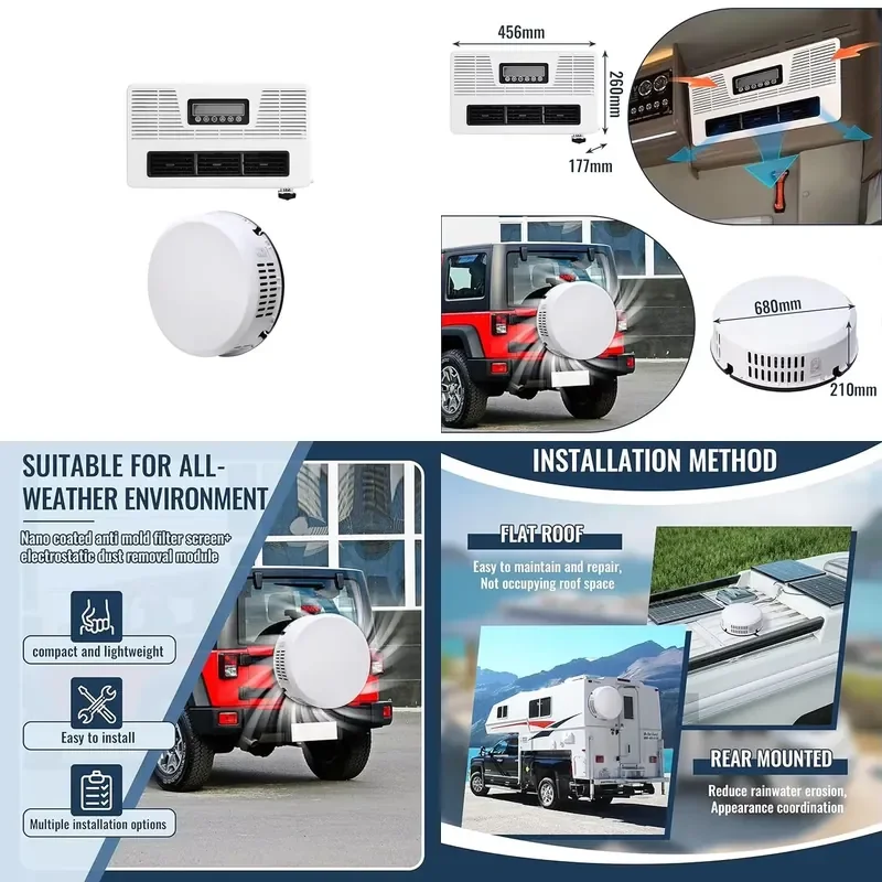for TELCOOL 12V DC Air Conditioner Universal Split AC Unit for Off Road Vehicles Buses Trucks Vans and Campers