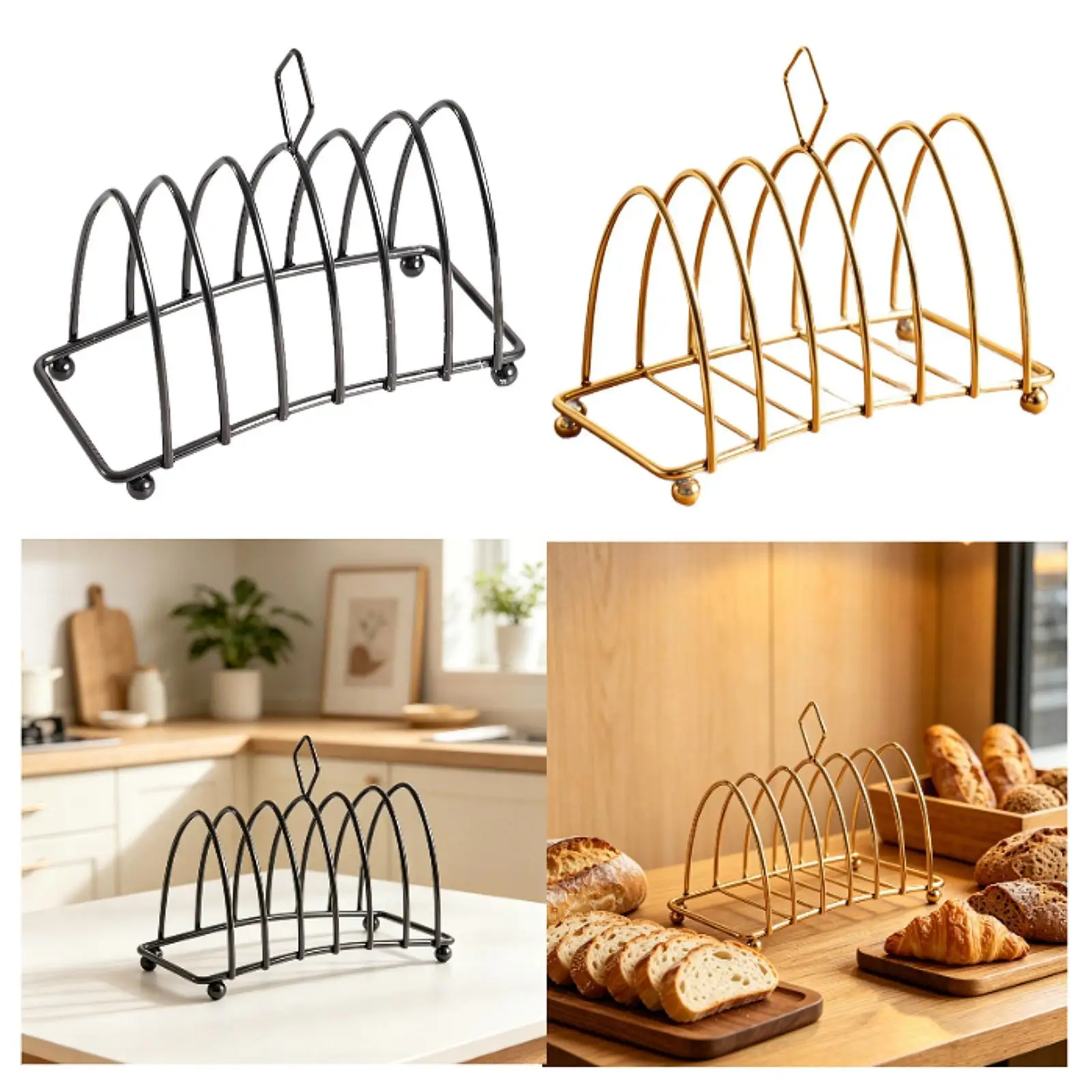 Stainless Steel Toast Stand Carry Handle Table Rack for Bread Loaf Slices Dining Room Baking Supplies