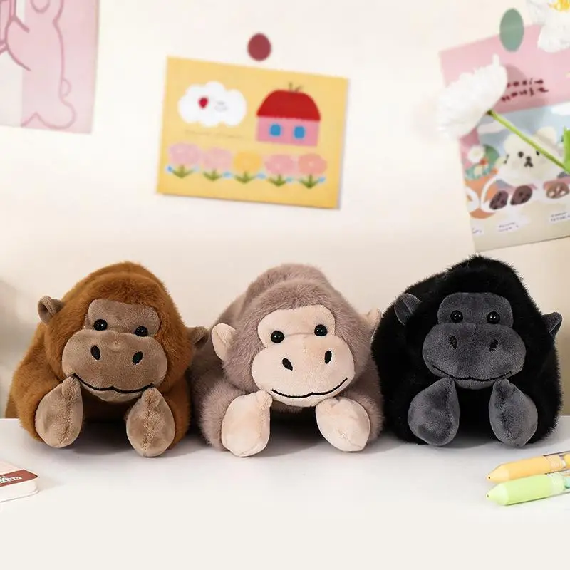 [SU]Cute Cartoon Gorilla Plush Pen Bag Funny Student Animal Pencil Cases Fashion Large Capacity Stationery Storage Bag Gifts[SU]