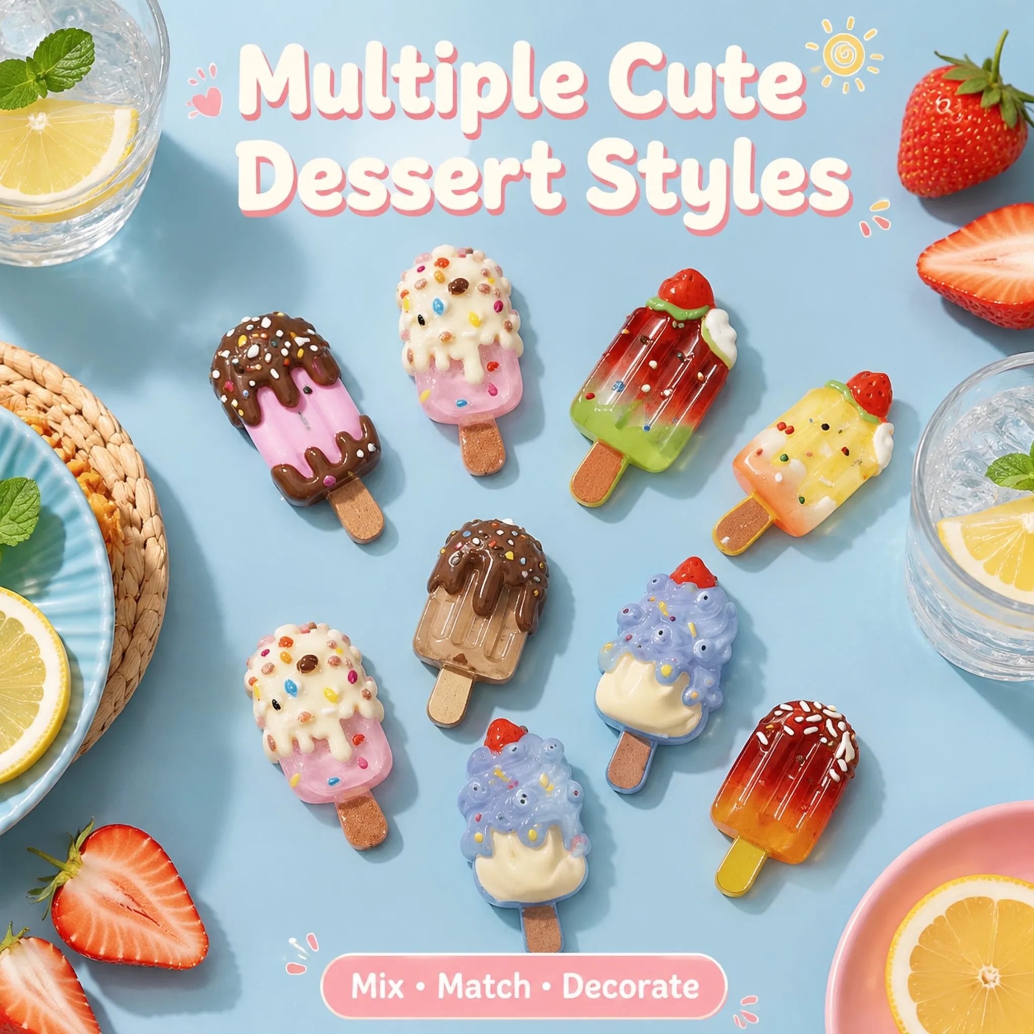 Cute Simulation Ice Cream, 3D Refrigerator Sticker, 3D Resin Magnetic Sticker, Refrigerator Decoration Sticker, Sticky Note Pho