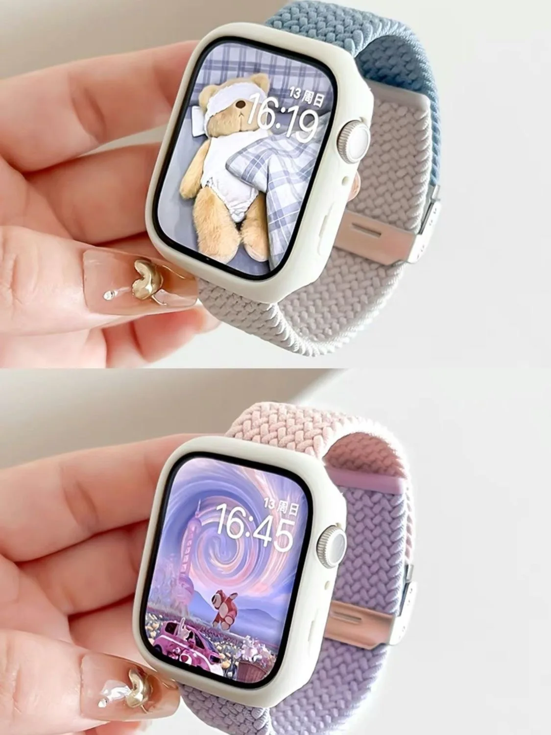 Nowy kontrastowy nylonowy pasek SE pasujący do Apple iWatch8 elastyczny iWatch 9 generacji Apple Ultra