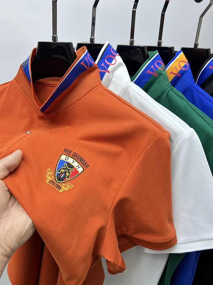 

Design Brand Men's Polo Shirt Lapel Letter Embroidery Short-sleeve Seamless T-shirt Summer New Business Fashion Trend Men's Wear