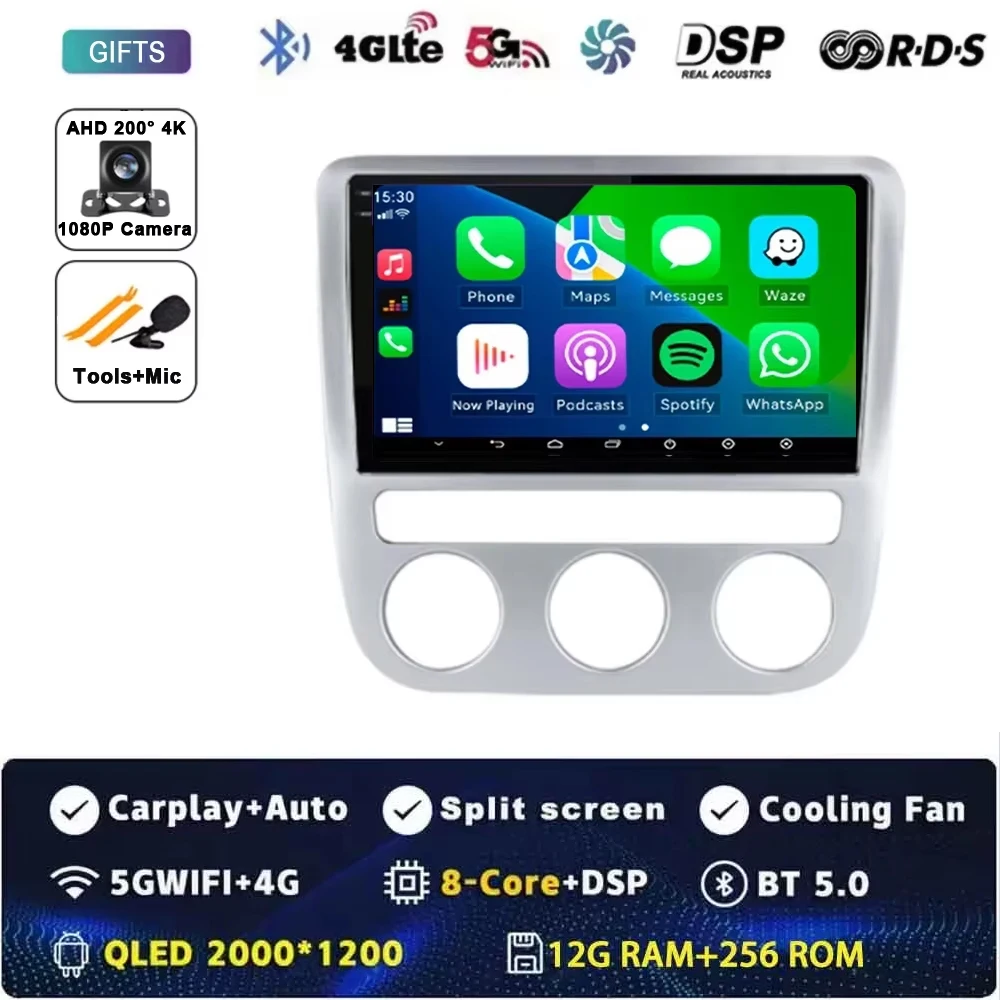 Android 15 autoradio multimedia 4G WIFI Carplay GPS navigatie voor Volkswagen VW Scirocco EOS 2009 2010 2011 2012 2013 2015 2016