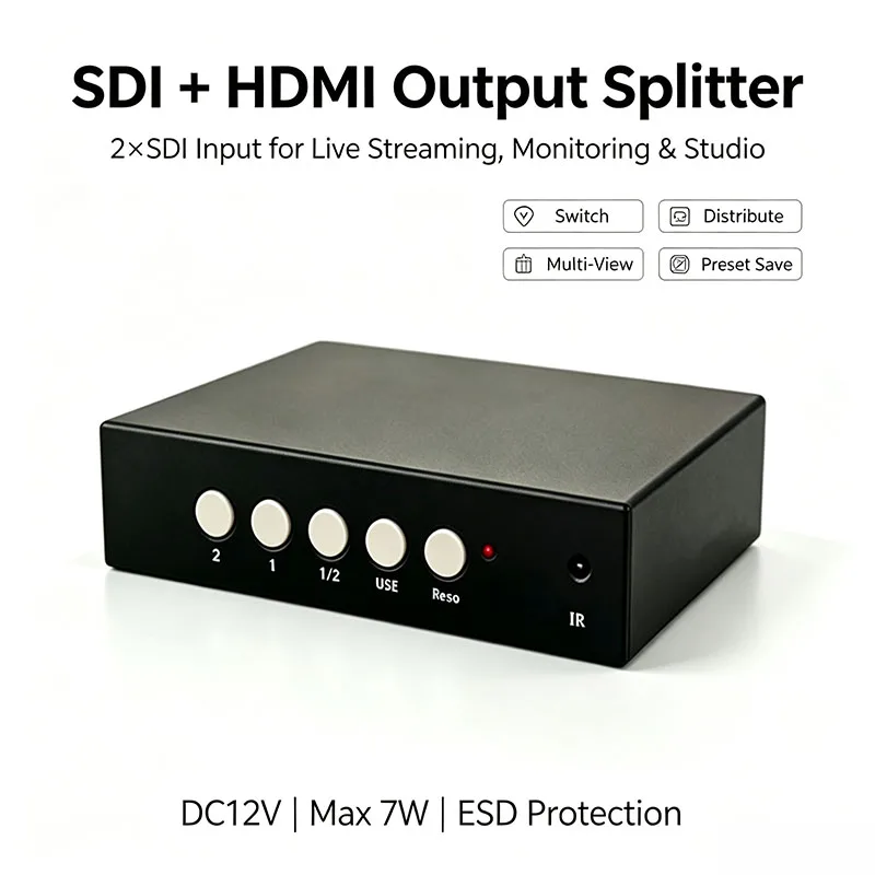 2×2 SDI Multiviewer Switch Splitter 4K SDI Video Splitter For Broadcast Studio Live Monitoring  Zero Latency SDI&HDMI Output