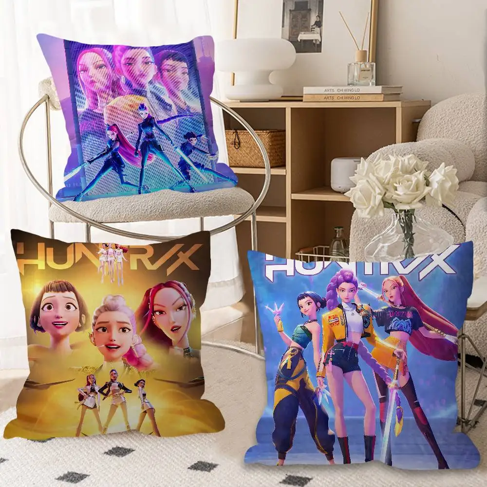 Cartoon Movie K-Pop Demon Hunters 45*45cm Cushion Cover Pillow Cover Decor Pillowcase Home Pillowcase for Couch Pillow