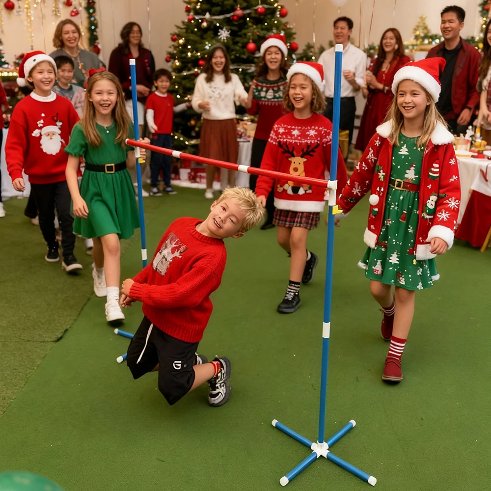 

​Adjustable Limbo Bar Set PVC Height Marked Inches for Kids & Adults Outdoor Party Games Team Building Kindergarten Activities