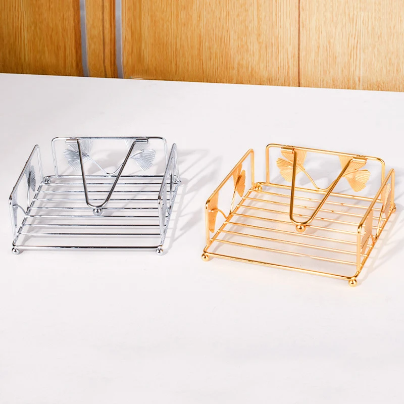 （Summer4）Rustic Metal Napkin Holder Square Paper Organizer For Kitchen Home Restaurant Cafes - Tabletop Decorative Napkin Holder
