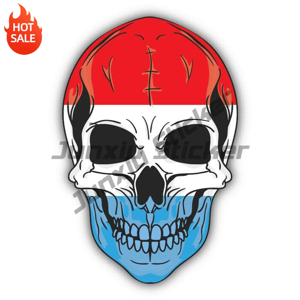 Skull Flag Luxembourg Vinyl Car Sticker Self Adhesive Decal For Rear Window And Travel Bag Exterior Decoration