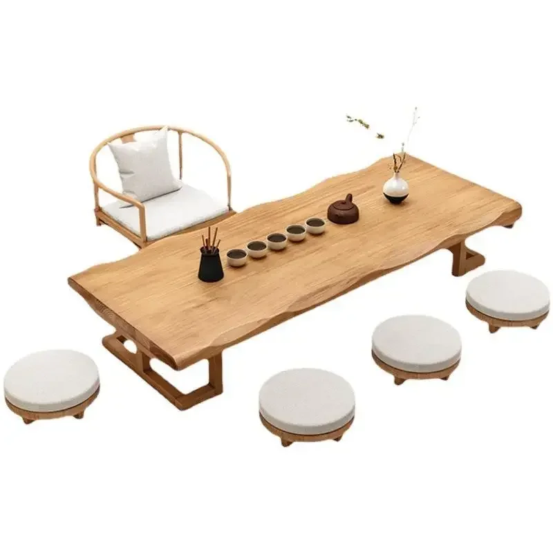 Japanese coffee table Zen sitting low  table Solid wood tatami  Balcony bay window table Leisure