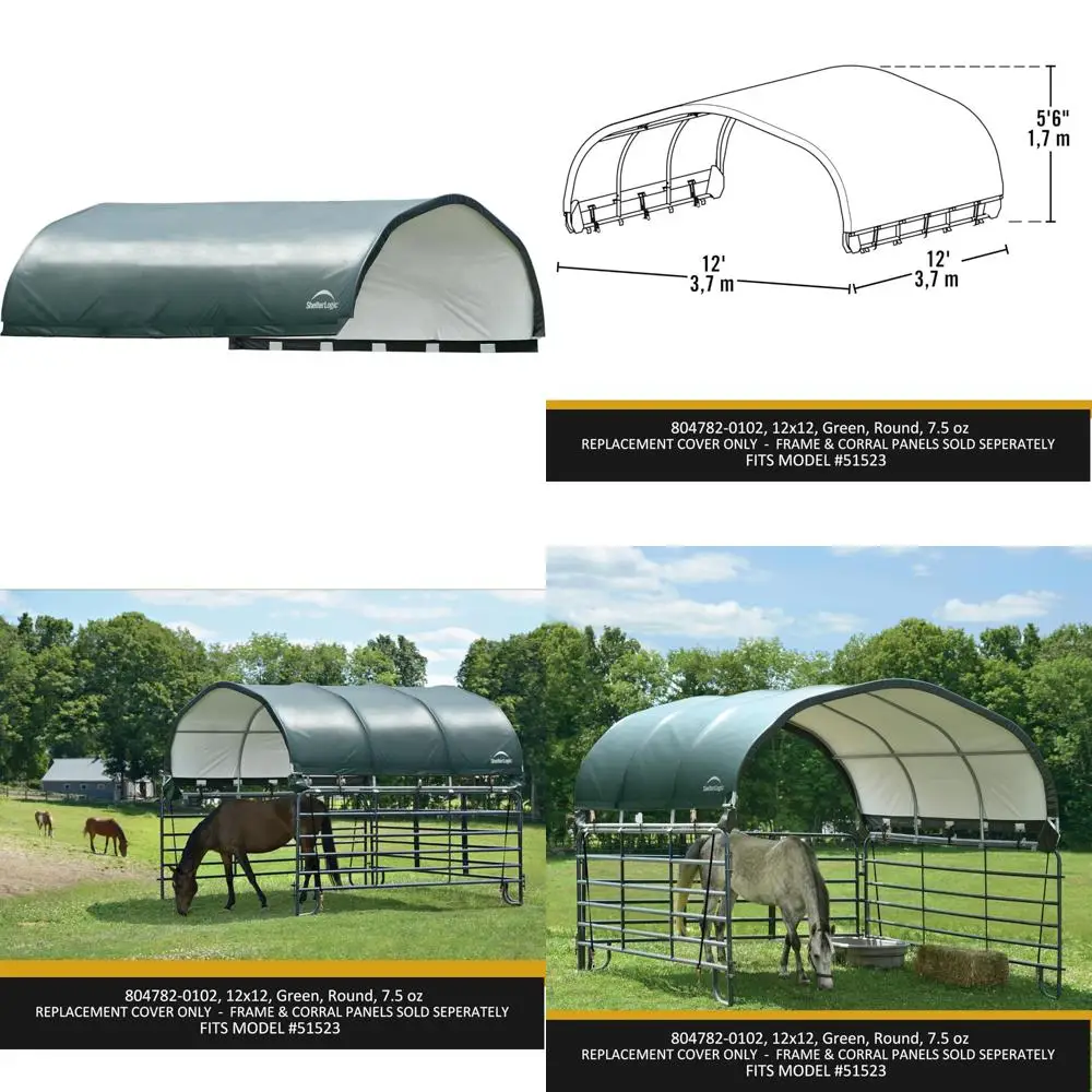 

Зеленый сменный чехол 12x12 футов для укрытия Corral 51523, сверхпрочный холст на 7,5 унций