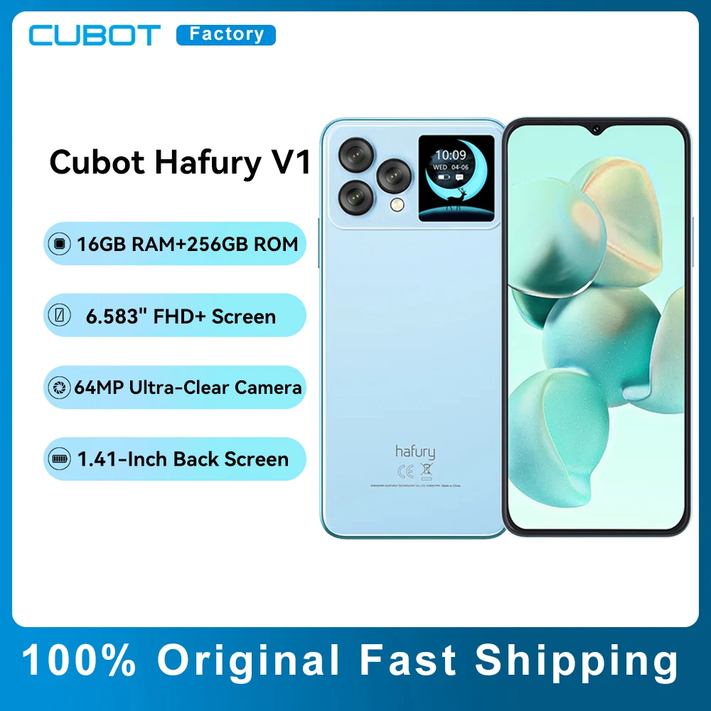 cubot hafury v1 smartphone 16gb 8gb mais 8gb ram mais 256gb rom tela dupla camera 64mp nfc impressao digital android 13 global smart phone 01