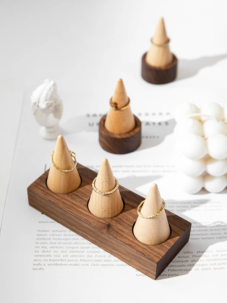 Walnut Wood Jewelry Storage Display, Ring Rack, Creative Counter, Window Display Props, Desktop Decoration, New Style