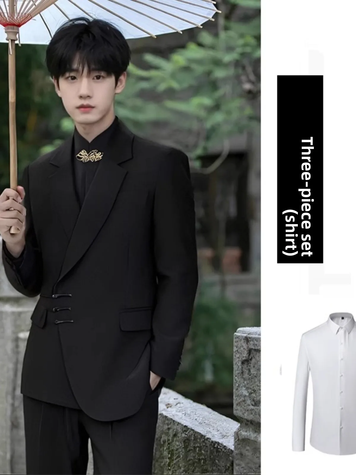 

New Chinese Sle Men's Suit Jaet Stand Collar Wedding Engagement Formal Western Clothes Outerwear Casual Spring Season