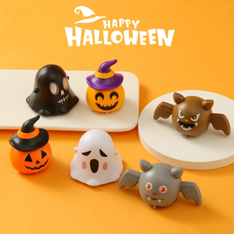 Kawaii Cartoon Halloween Toy Pull-Back Car Pumpkin Ghost Bat Halloween Decorative Ornaments Stress Relief Novelty Gadgets