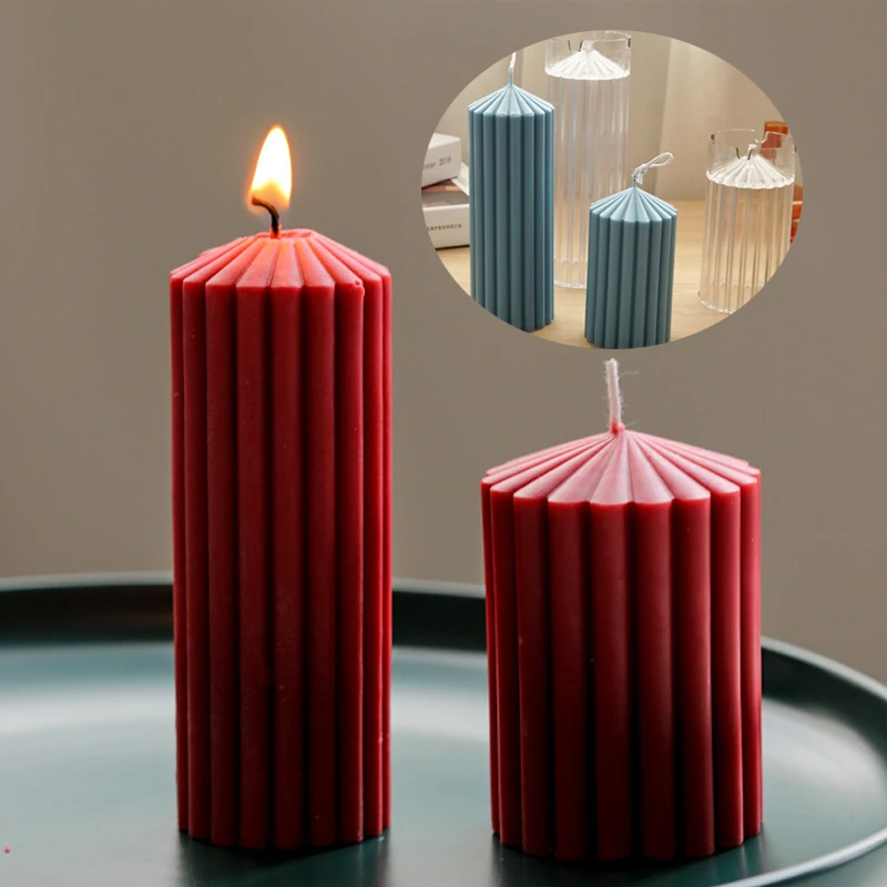 Easy Demoulding Acrylic Candle Mold Large Striped Columnar Conical Cylinder Mould Home Decor Wedding Chapel Ornaments DIY Gifts