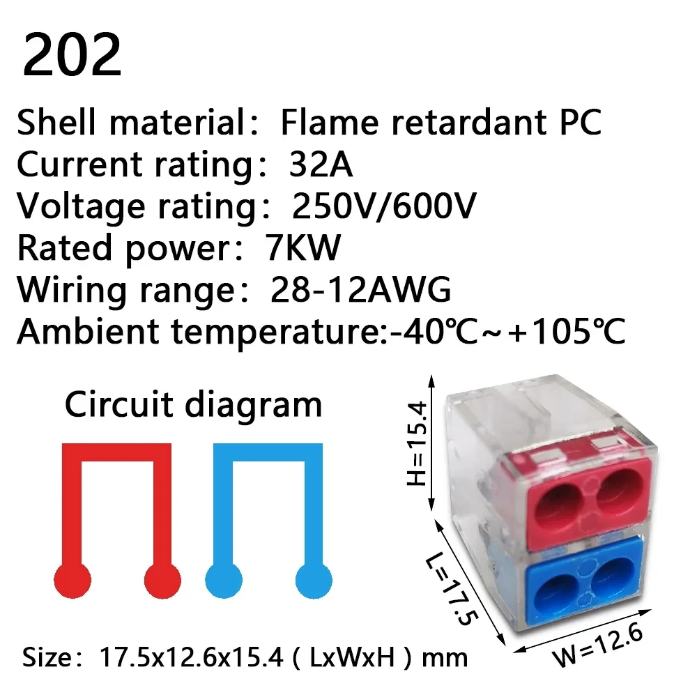 Wire Connectors 102/104/106/108 Compact Mini Fast Wiring Cable Conector For Junction Box Conductors Push-in Terminal Block