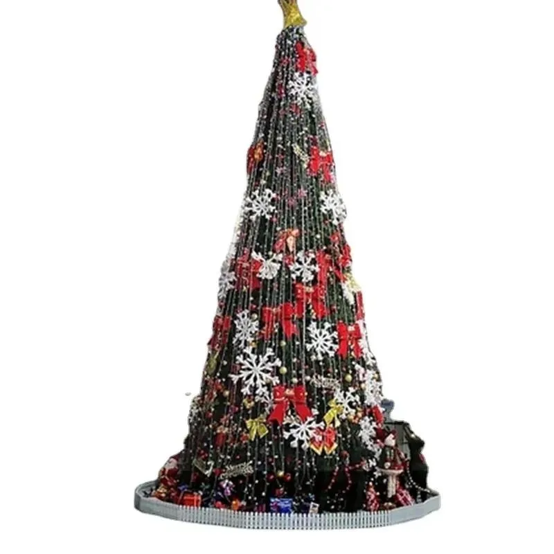8m-15m Outdoor Artificial Pine Christmas Tree with 500-1000 LED Lights Transparent White Foldable Design Removable Base
