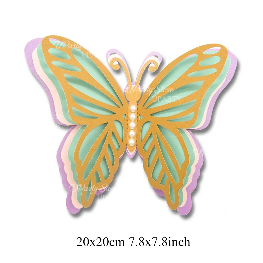 6 Stück 3D große Schmetterlings-Partydekorationen, riesige Papier-Schmetterlingsaufkleber, Wanddekoration für Geburtstag, Hochzeit, Babyparty, Mitbringsel – Detail 10