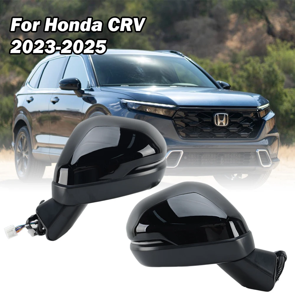 9 Wire Side Rearview Mirror Assembly For Honda CRV 2023 2024 2025 Black Blind Spot Power Folding Rearview Mirror Car Accessories