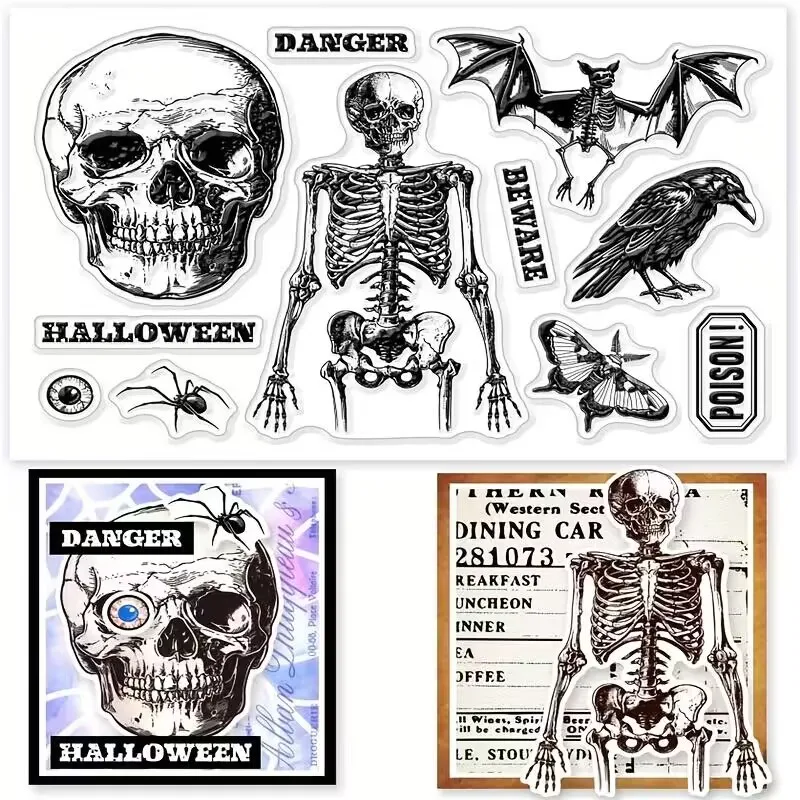 Halloween Skeleton Clear Stamp  For DIY Scrapbooking Seal Card Making A5092