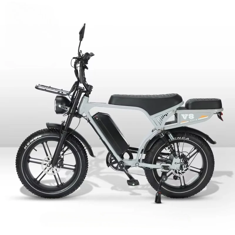 V8 Electric Bike 48V Powerful Motor 20 Inch Fat Tire Electric Bicycle With LED Headlight