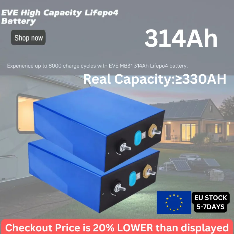 Power Your Adventures with EVE 314Ah LiFePO4 Battery - 8000 Cycle Life for Boats, Golf Carts & Solar Systems