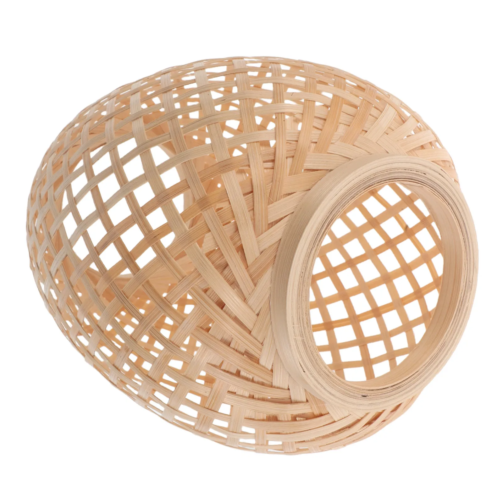 Bamboo Woven Lamp Shade Rustic Handwoven Pendant Light Cover Lightweight Ceiling Lamp Replacement Shade for Dining Bedroom