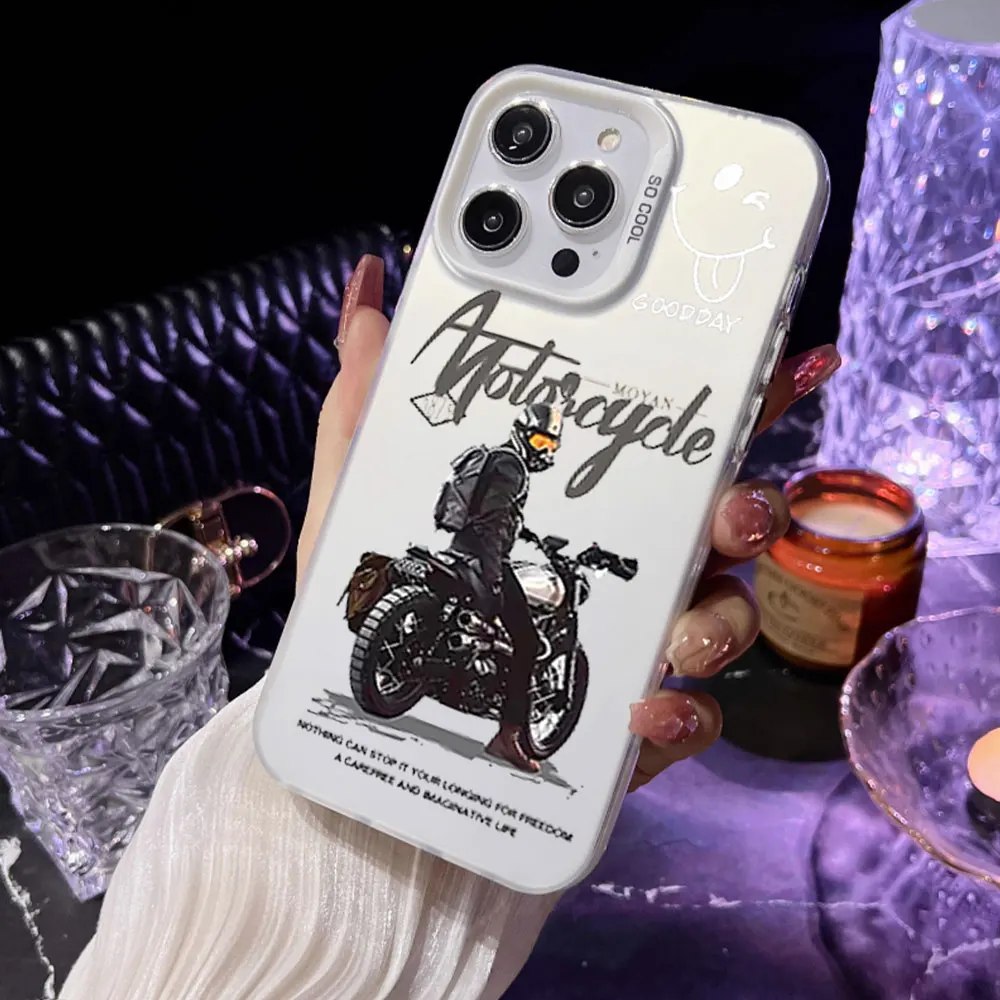 Cool Motorcycle Rider Phone Case For Samsung S22 S23 S24 PLUS ULTRA A25 A32 A33 A34 4G 5G Laser Cover