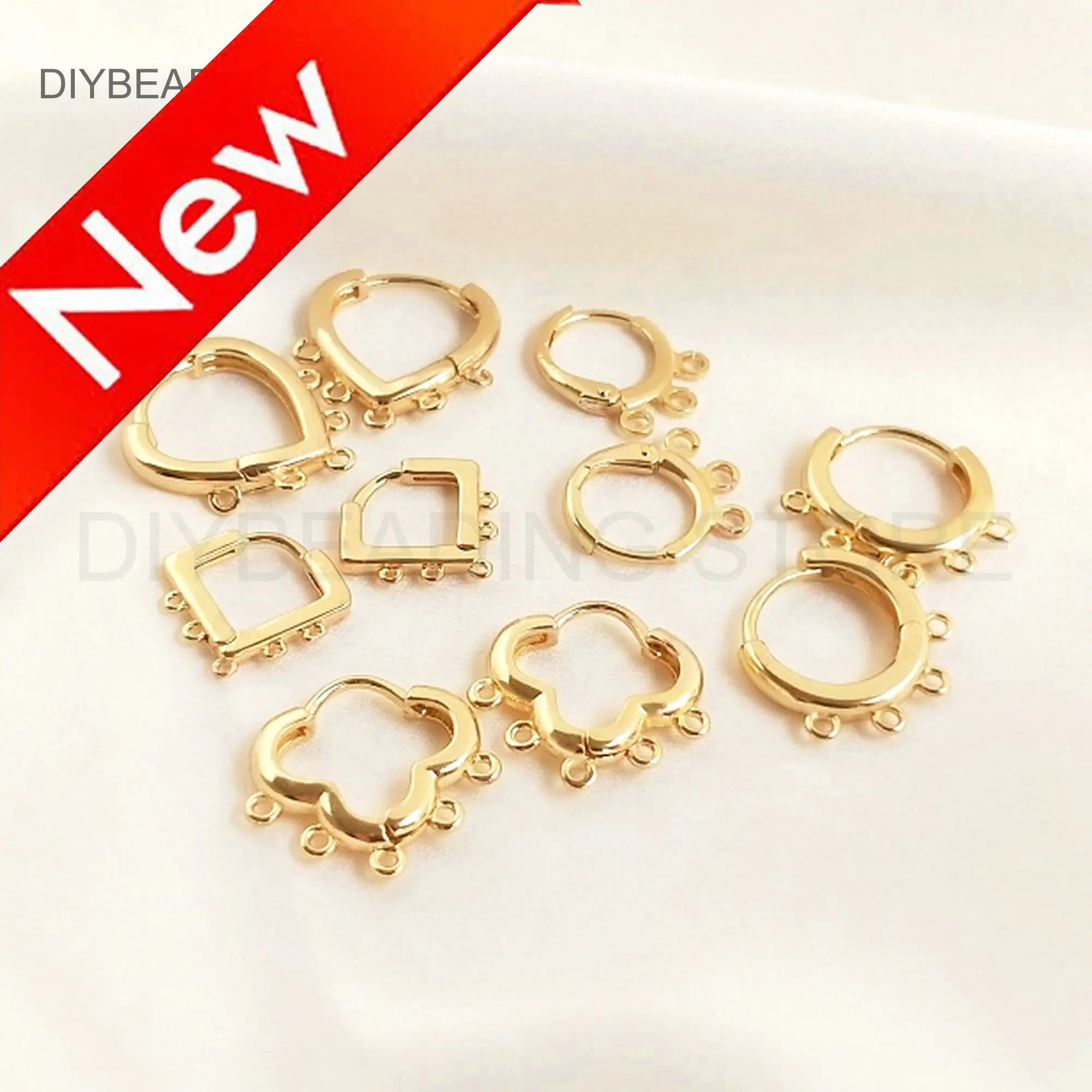 Earring Connectors Lots Supply 14K Gold Plated Brass Multi Strand Chandelier Charms for Earring Making (Circle/ Heart/ Flower)