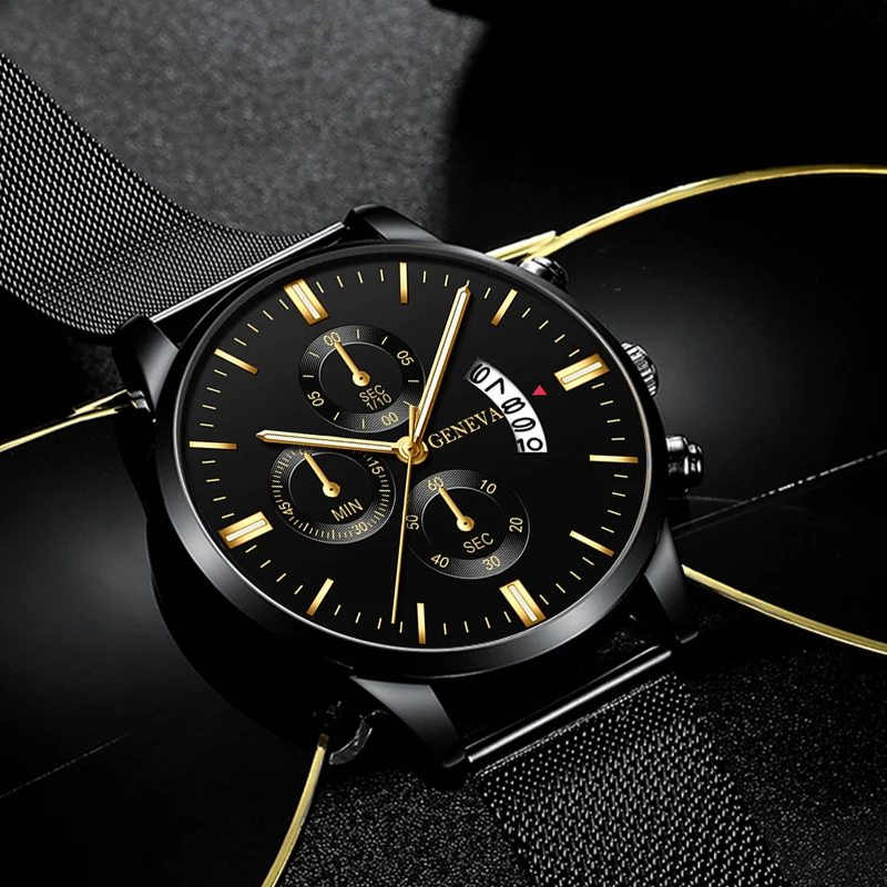 2022 moda uomo Business Calendar orologi uomo Luxury Blue Stainless Steel Mesh Belt orologio analogico al quarzo relogio masculino