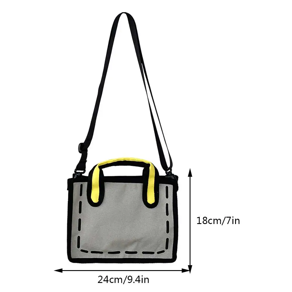 Women 2D Comic Shoulder Bag Novelty Summer Contrast Colors Fashion Adjustable Strap 3D Drawing Tote Girls 2023 New Trend Handbag