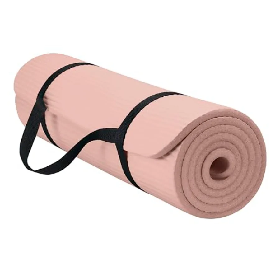 Thick Yoga Mat, Exercise and Fitness Mat with Easy-Cinch Carrying Strap Non-Slip NBR Foam Joint Cushioning Yoga, Pilates, Fitne