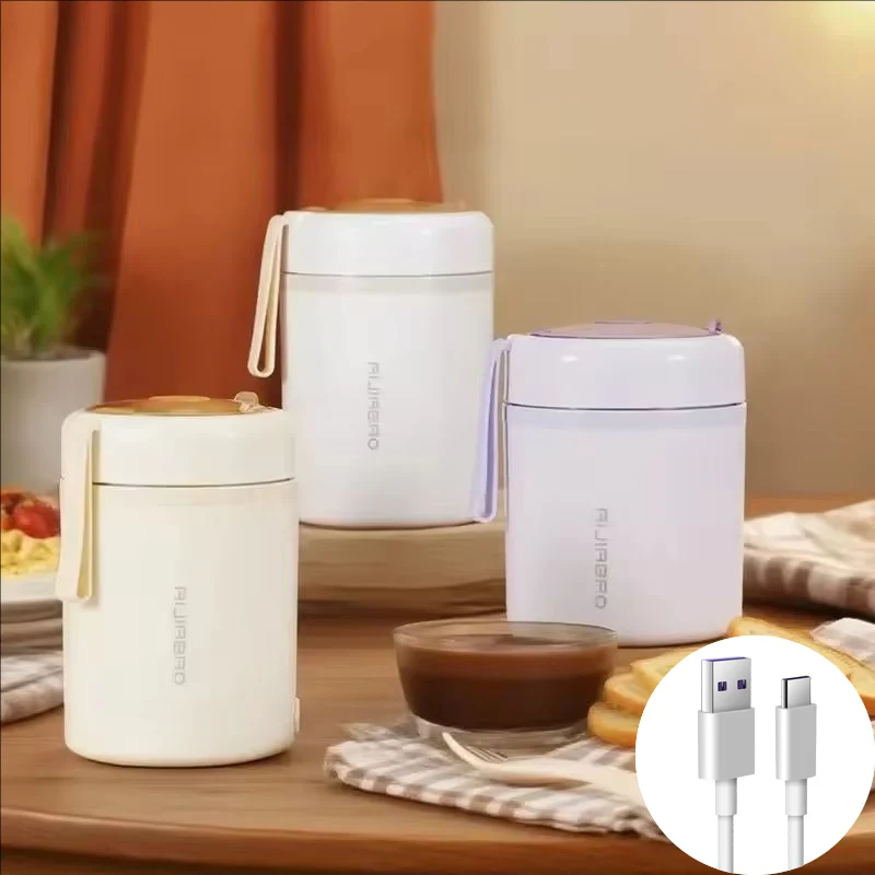 

USB Electric Water Bottle Leak-proof Stainless Steel 12V 24V 5V Car Trunck Portable Travel Office Workplace Hot Milk Warmer Cup