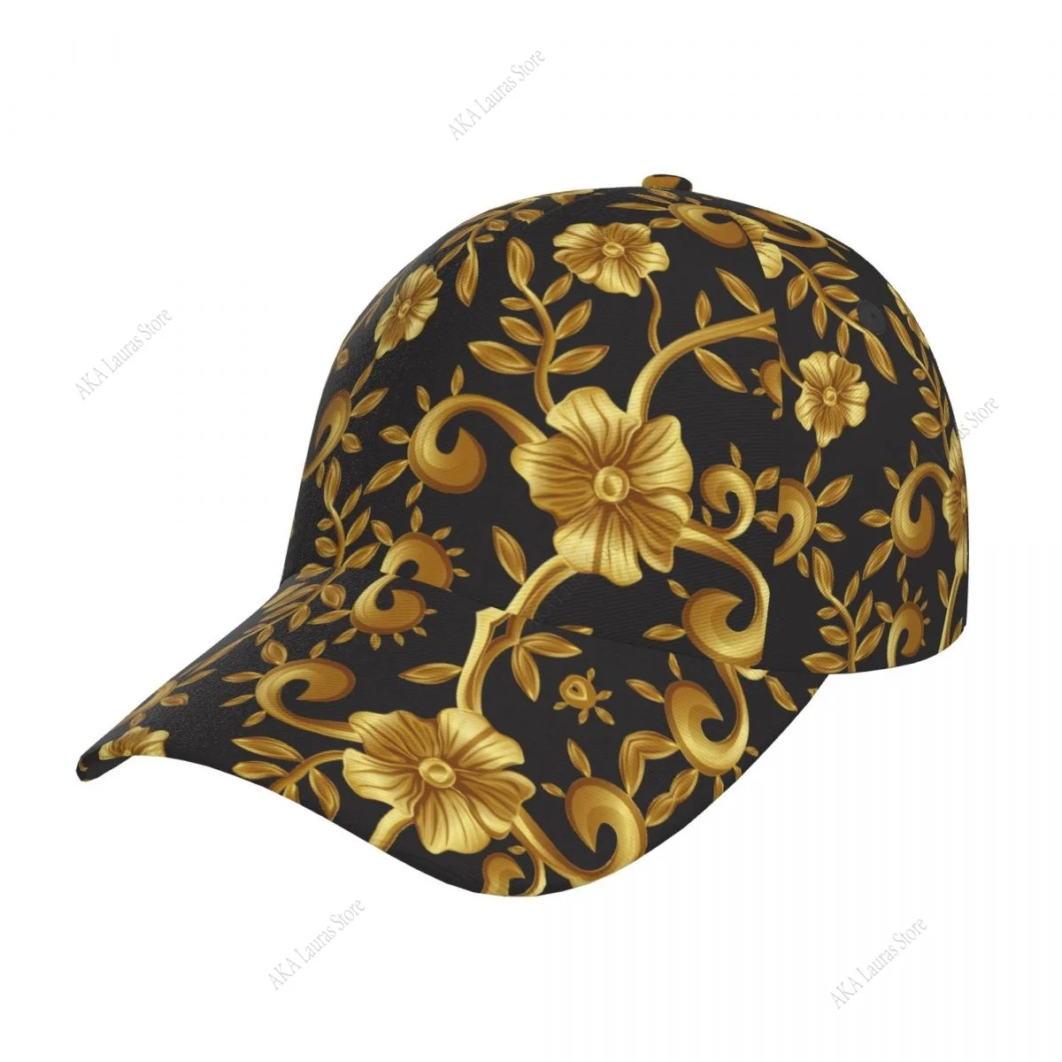 

Golden Luxury Floral Baroque Unisex Simple Baseball Caps Outdoor Adjustable Casual Hat Sunscreen Hat