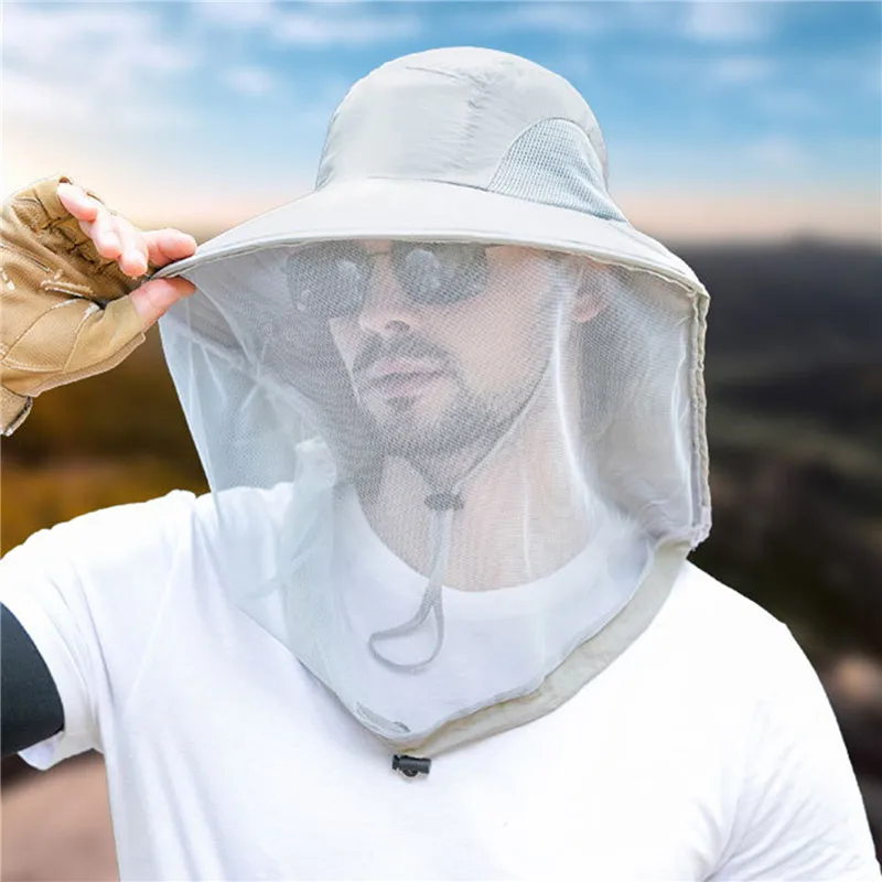 Unisex Foldable Mosquito Hat With Hidden Net Mesh Repellent Insect Bee Protection Casual Outdoor Sunscreen Fishing Cap