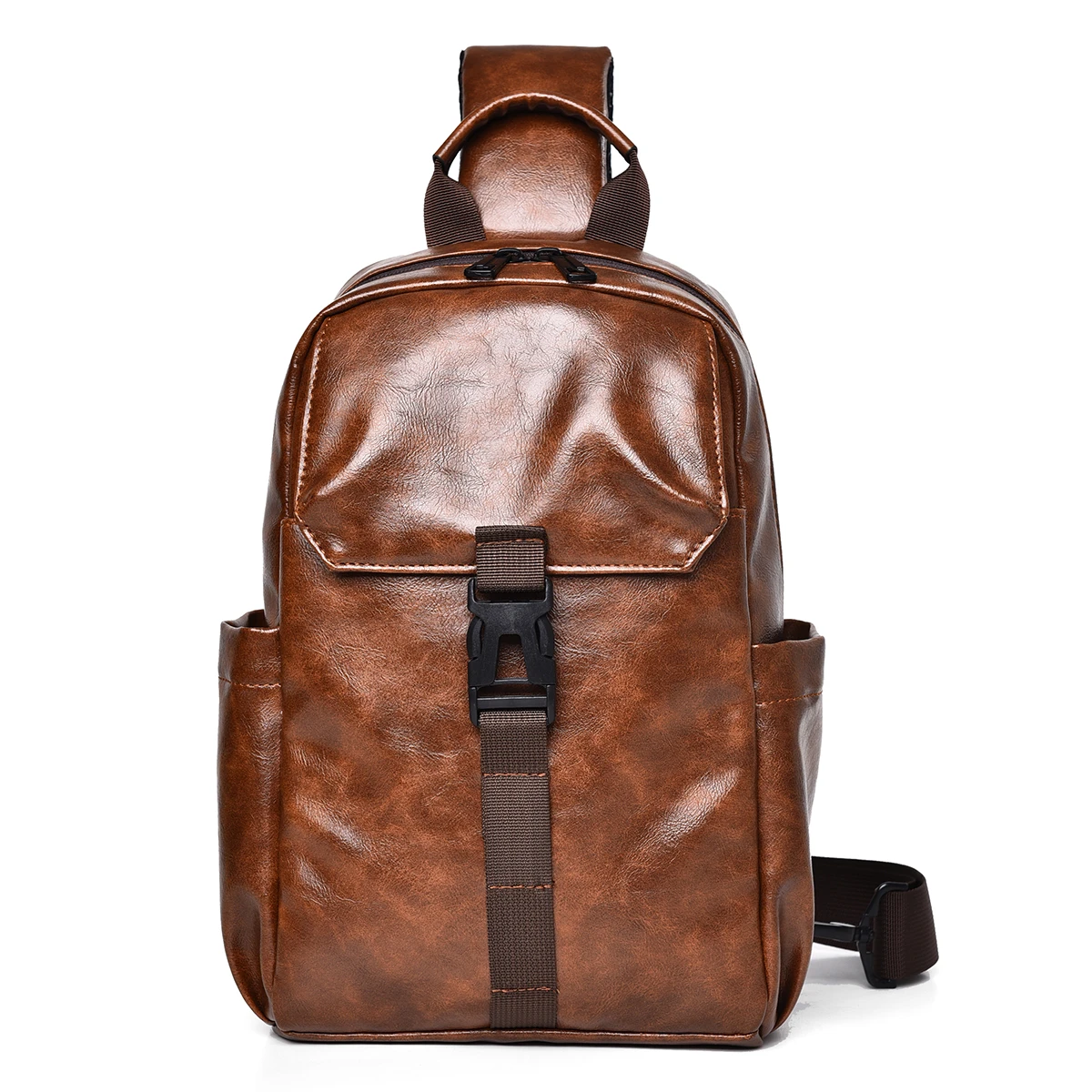 

Мужская винтажная сумка-слинг из искусственной кожи с застежкой-пряжкой, повседневная сумка через плечо для путешествий, работы и активного отдыха