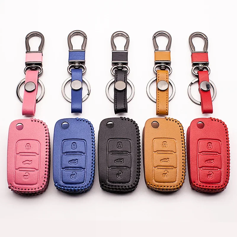 

Hot sale Exquisite handmade leather key case For Volkswagen for Skoda Octavia A5 Fabia Rapid Superb Citigo Yeti remote control