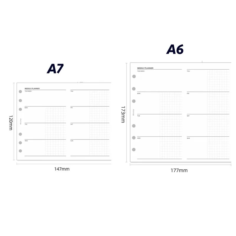 Fromthenon Minimalist Hand Ledger Loosening Paper A6A7 Two Fold Weekly Plan Replacement Core Schedule Inner Page