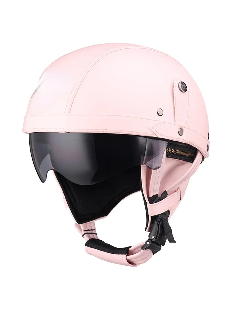 Battery Car Safety Helmet Women's Motorcycle Helmet Electric Motorcycle Retro Half Helmet