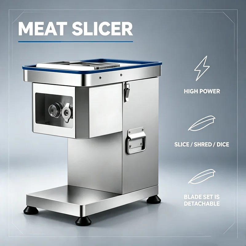 Desktop Commercial Meat Slicer Compact Stainless Steel Meat Cutting Machine Removable Knife