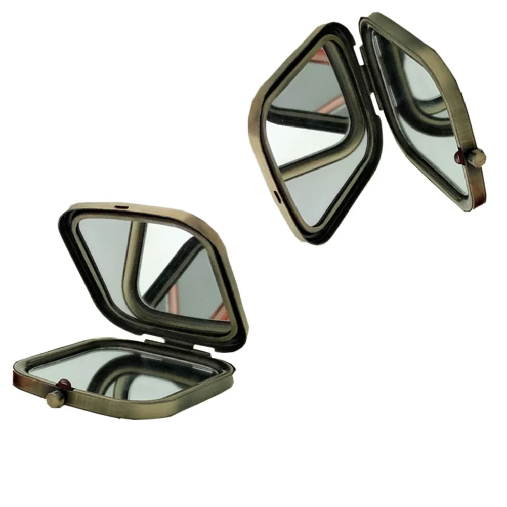 

2Pcs Square Mini Mirror Compact Size Double Sided Foldable Portable High Definition Clear Surface Practical Design