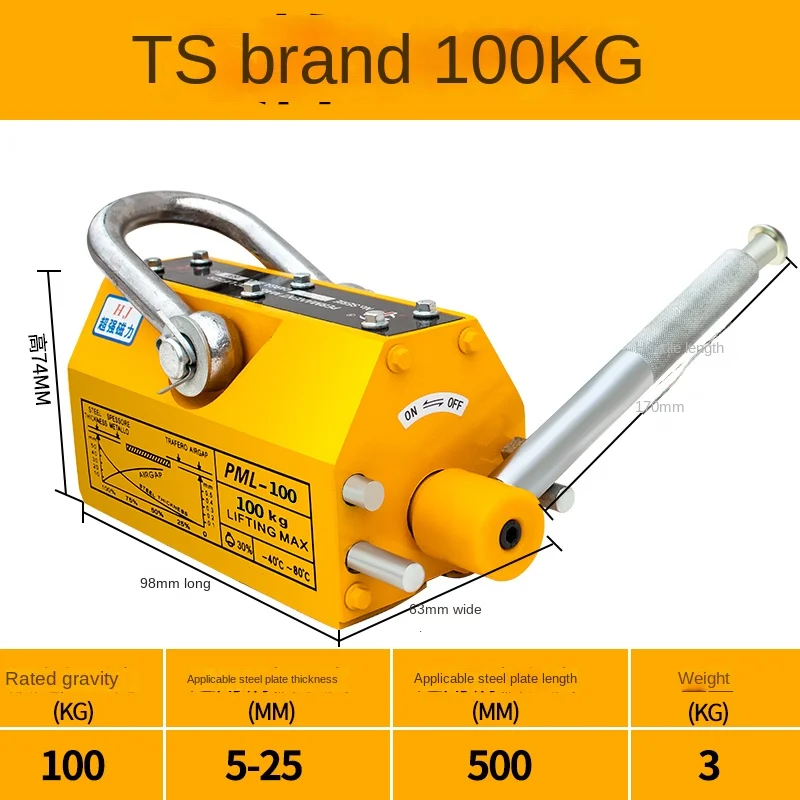 Jack Magnetic Crane Permanent  Sucker Strong  Spreader 600/400kg1 Tons 2  Iron Suction