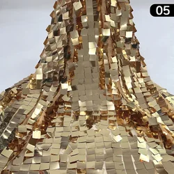 1yard Sequin Embroidery Fabric Mesh Base Fabric Monochromatic Big Square Shiny Sequin Fabric for Elegant Fashion Women Dress DIY