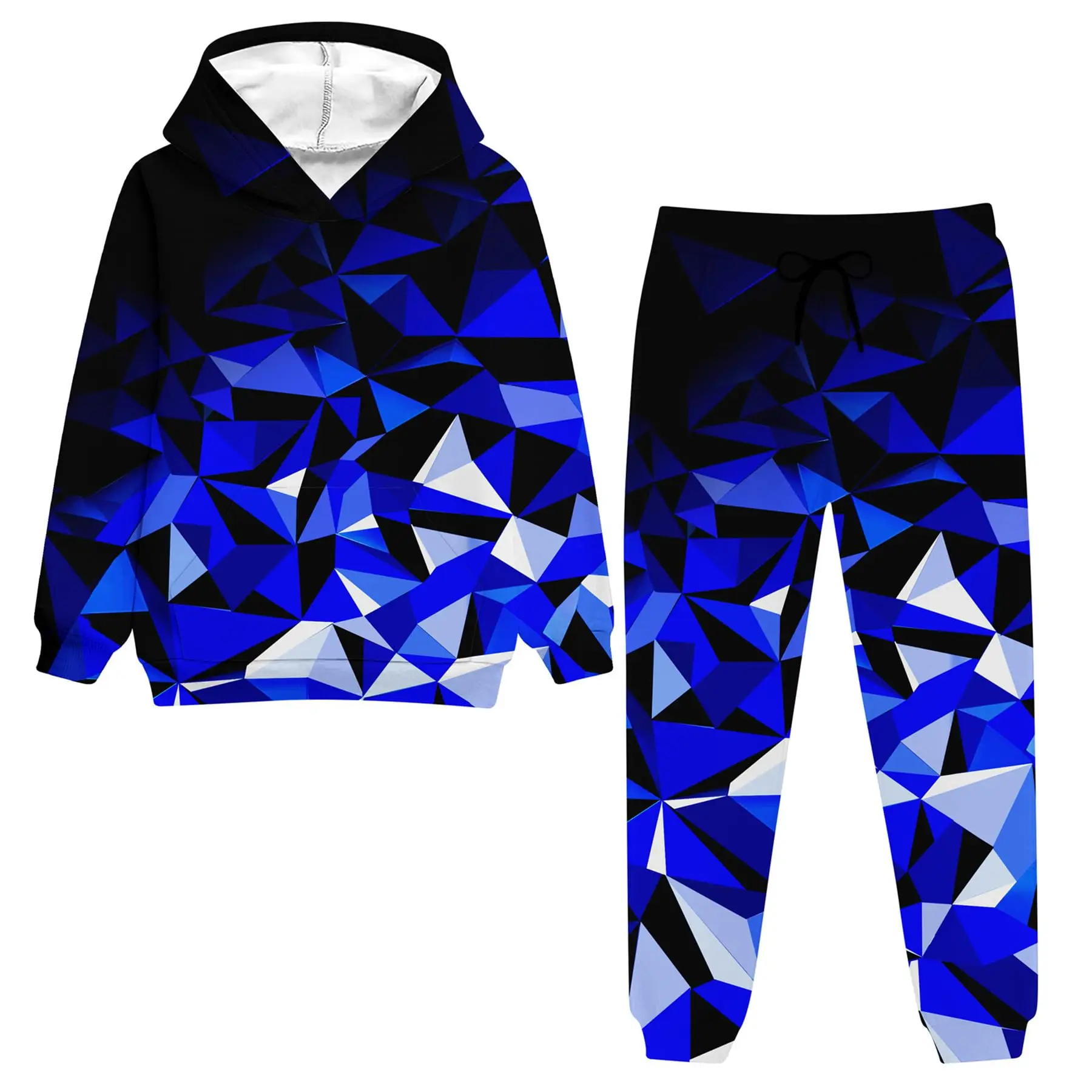 Conjuntos de pantalones con capucha y estampado 3D con gráfico abstracto para hombre, sudaderas informales, pantalones de chándal, trajes de dos piezas, ropa de chándal para hombre