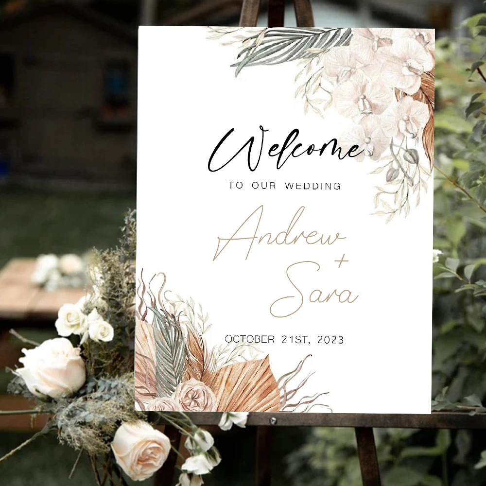 Personalized Wedding Welcome Sign Custom Welcome To Our Wedding Sign for Engagement Wedding Reception Party Outdoor Sign Decor