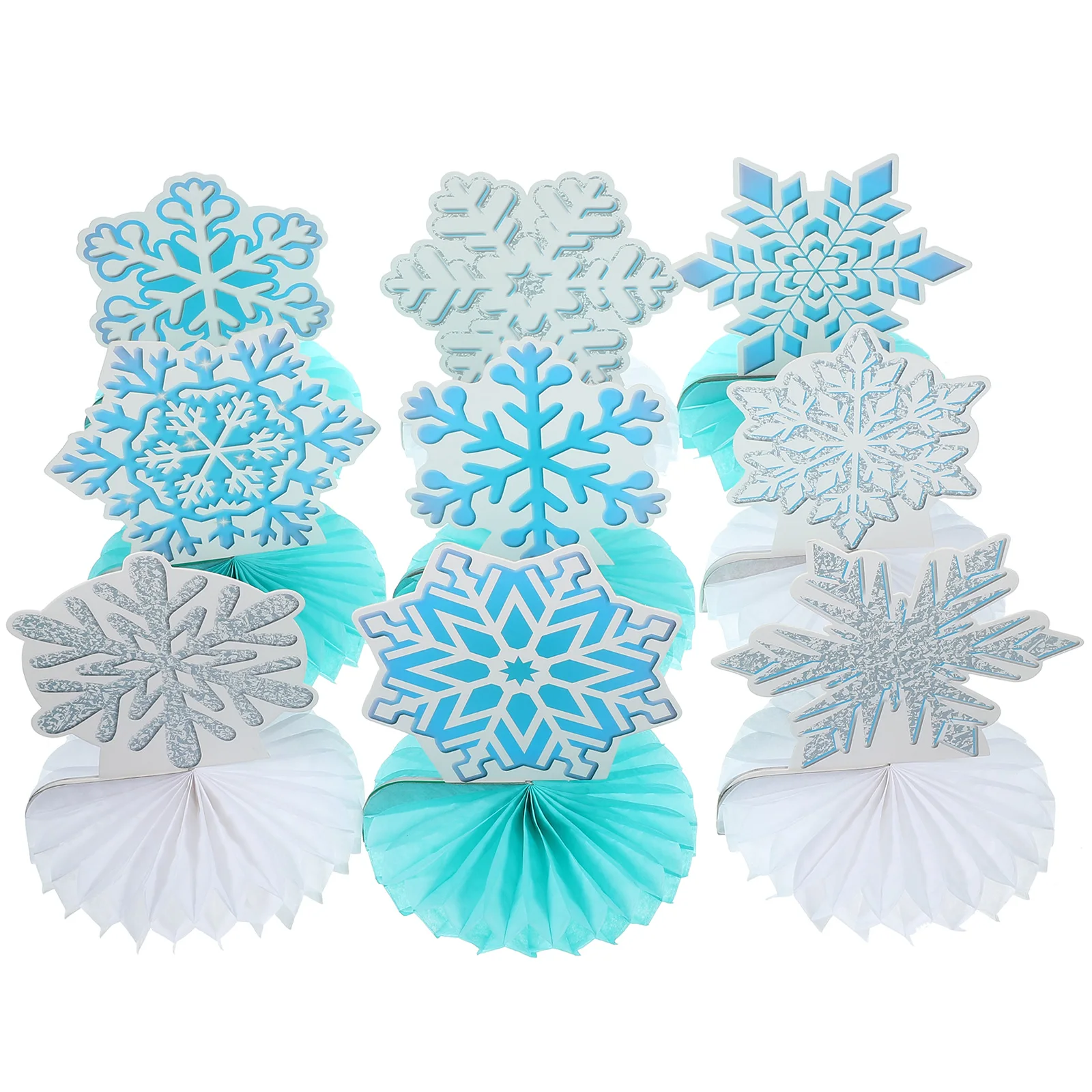 

9Pcs Snowflake Honeycomb Christmas Party Table Centerpiece Decorative Props Xmas Party Supplies Festive Decoration